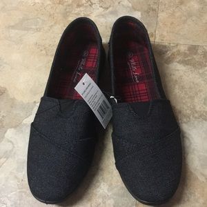 NWT Women's Sz 9 White Line black denim flats